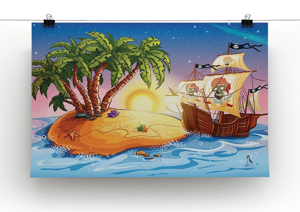 island with a pirate ship Canvas Print or Poster - Canvas Art Rocks - 2