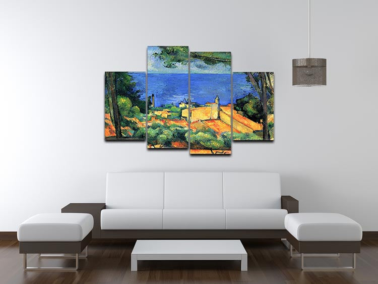 l'Estaque with Red Roofs by Cezanne 4 Split Panel Canvas - Canvas Art Rocks - 3