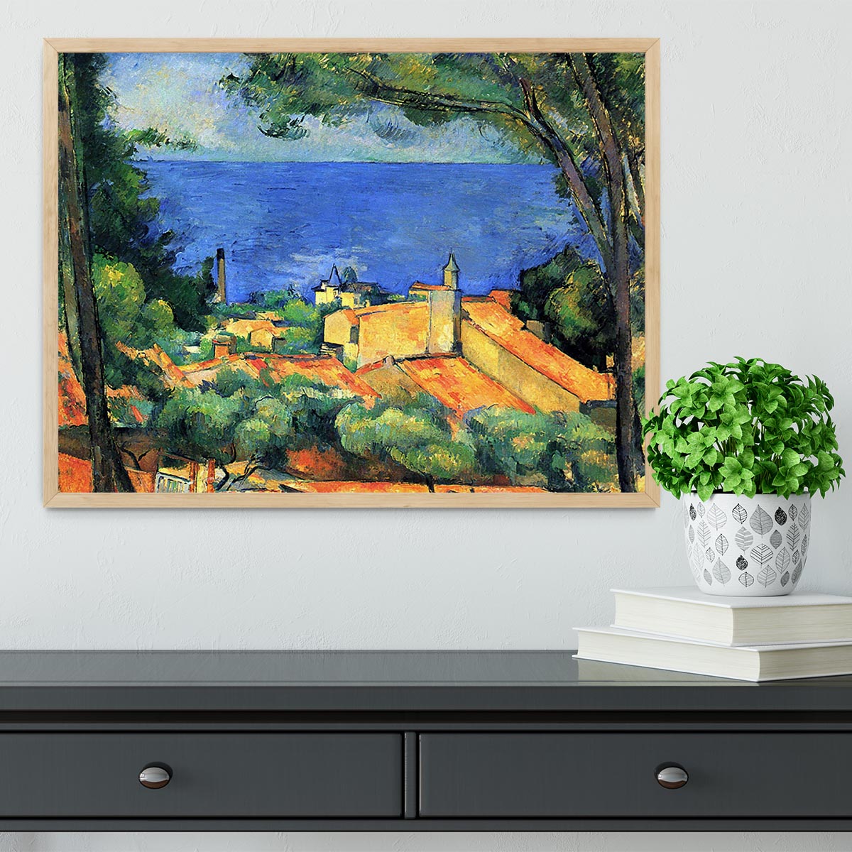 l'Estaque with Red Roofs by Cezanne Framed Print - Canvas Art Rocks - 4