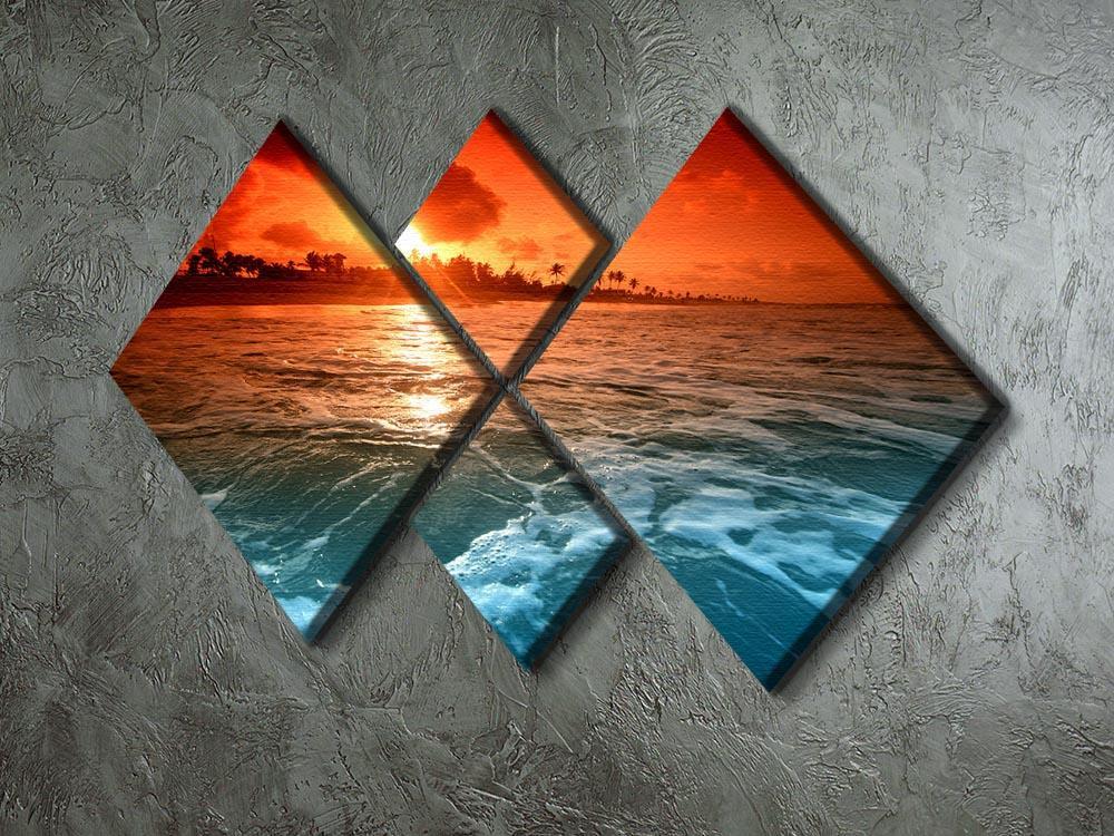 landscape ocean sunrice 4 Square Multi Panel Canvas  - Canvas Art Rocks - 2