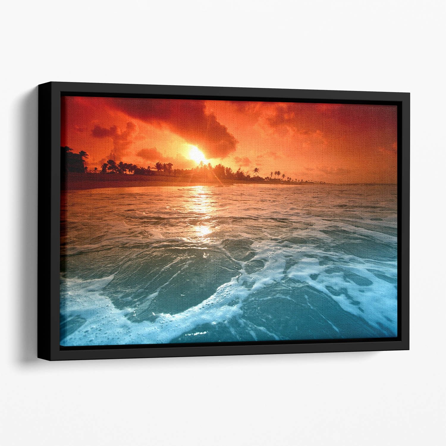 landscape ocean sunrice Floating Framed Canvas
