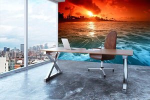 landscape ocean sunrice Wall Mural Wallpaper - Canvas Art Rocks - 3