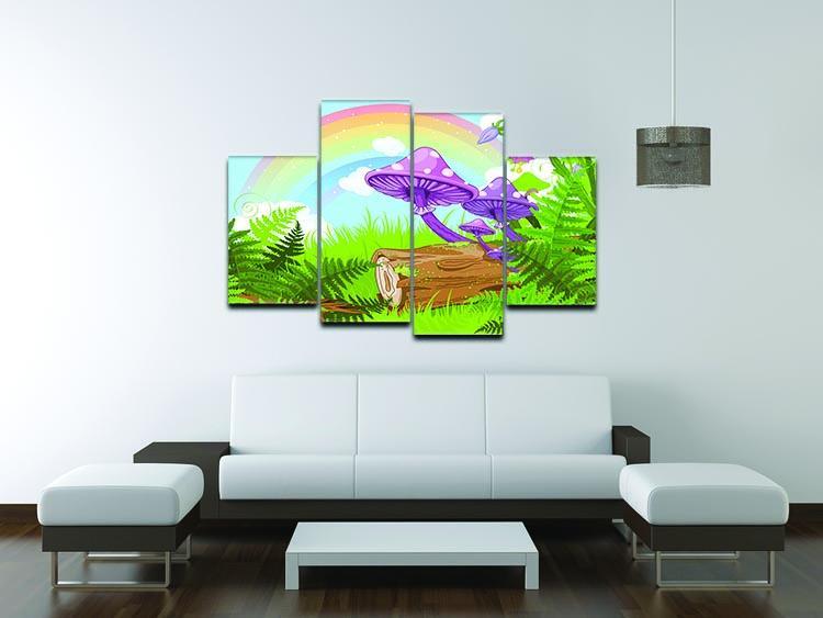 landscape with mushrooms and flowers 4 Split Panel Canvas - Canvas Art Rocks - 3