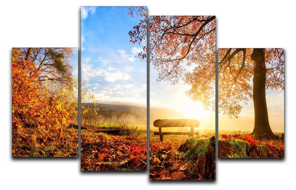 landscape with the sun warmly illumining 4 Split Panel Canvas  - Canvas Art Rocks - 1