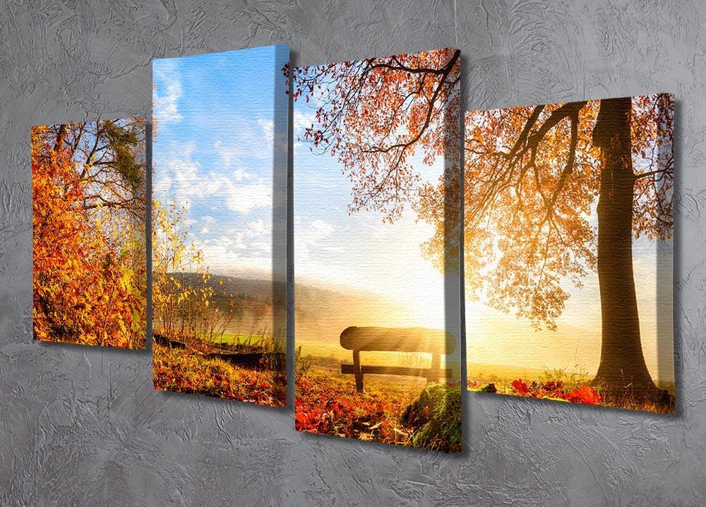 landscape with the sun warmly illumining 4 Split Panel Canvas  - Canvas Art Rocks - 2