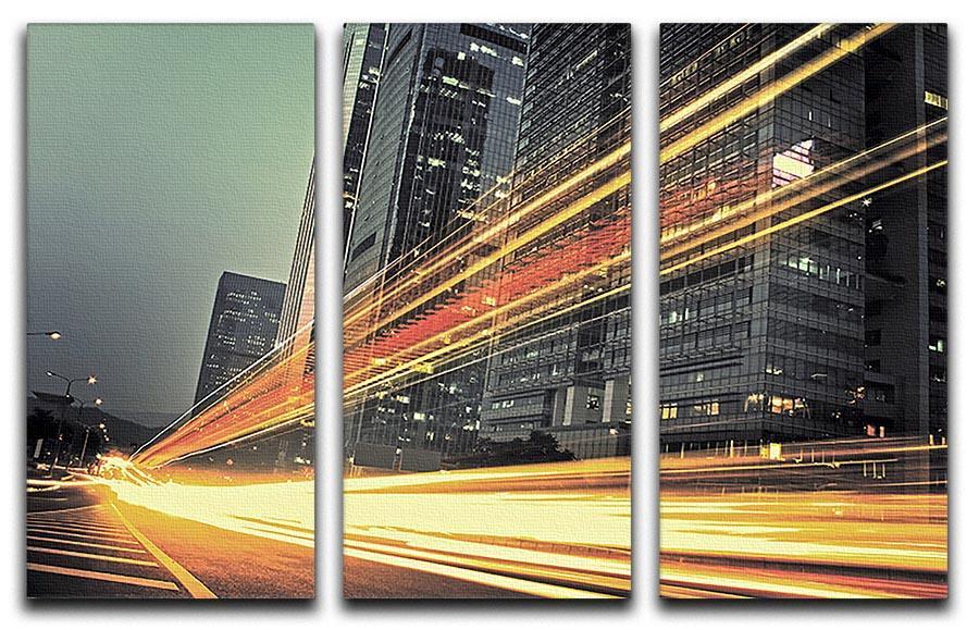 light trails modern building 3 Split Panel Canvas Print - Canvas Art Rocks - 1