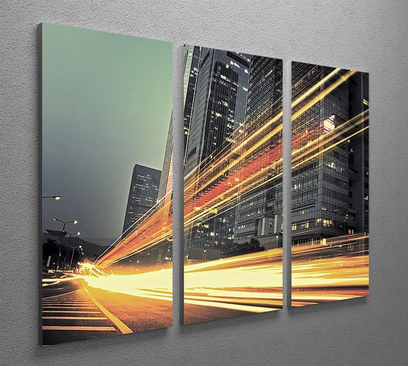 light trails modern building 3 Split Panel Canvas Print - Canvas Art Rocks - 2