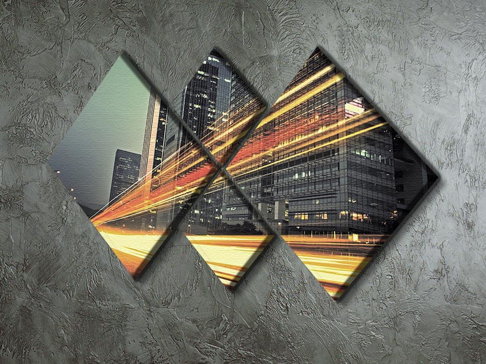 light trails modern building 4 Square Multi Panel Canvas  - Canvas Art Rocks - 2