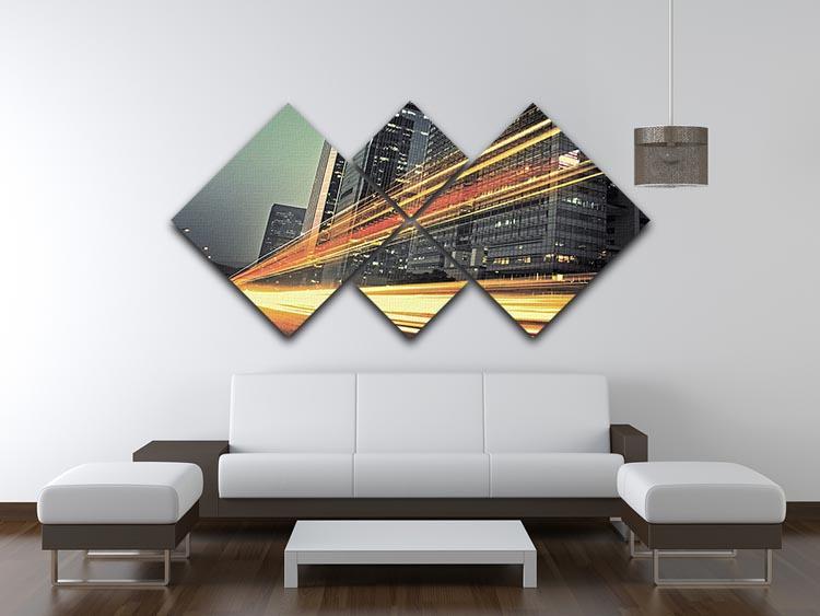 light trails modern building 4 Square Multi Panel Canvas  - Canvas Art Rocks - 3