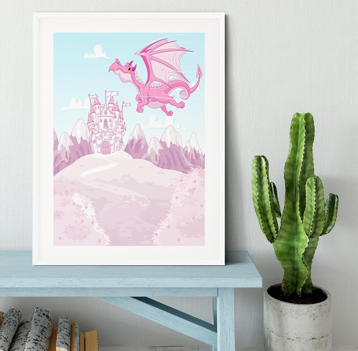 magic dragon on princess castle Framed Print - Canvas Art Rocks - 5