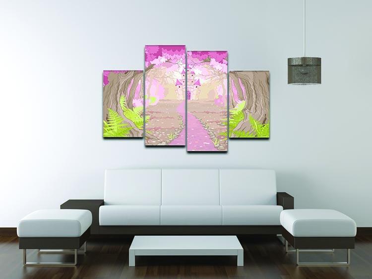 magic fairy tale princess castle 4 Split Panel Canvas - Canvas Art Rocks - 3