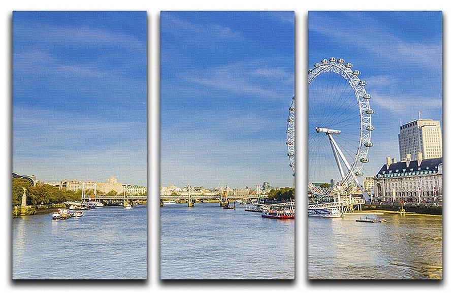 morning with London eye millennium wheel 3 Split Panel Canvas Print - Canvas Art Rocks - 1