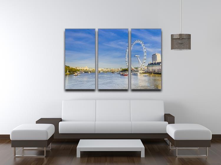 morning with London eye millennium wheel 3 Split Panel Canvas Print - Canvas Art Rocks - 3