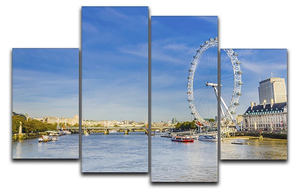 morning with London eye millennium wheel 4 Split Panel Canvas  - Canvas Art Rocks - 1