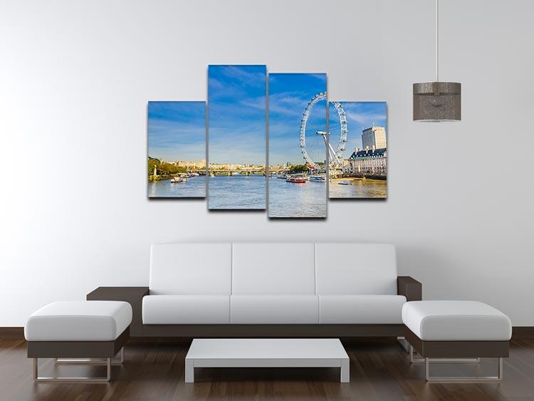 morning with London eye millennium wheel 4 Split Panel Canvas  - Canvas Art Rocks - 3
