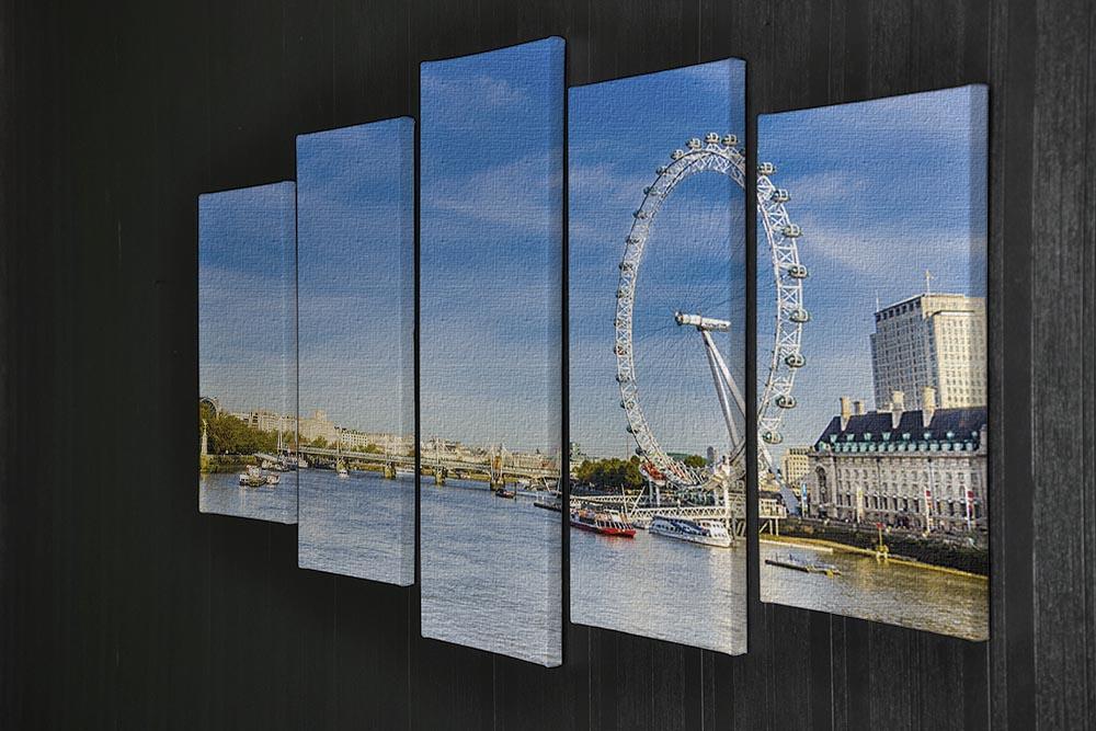 morning with London eye millennium wheel 5 Split Panel Canvas  - Canvas Art Rocks - 2