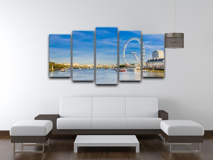 morning with London eye millennium wheel 5 Split Panel Canvas  - Canvas Art Rocks - 3