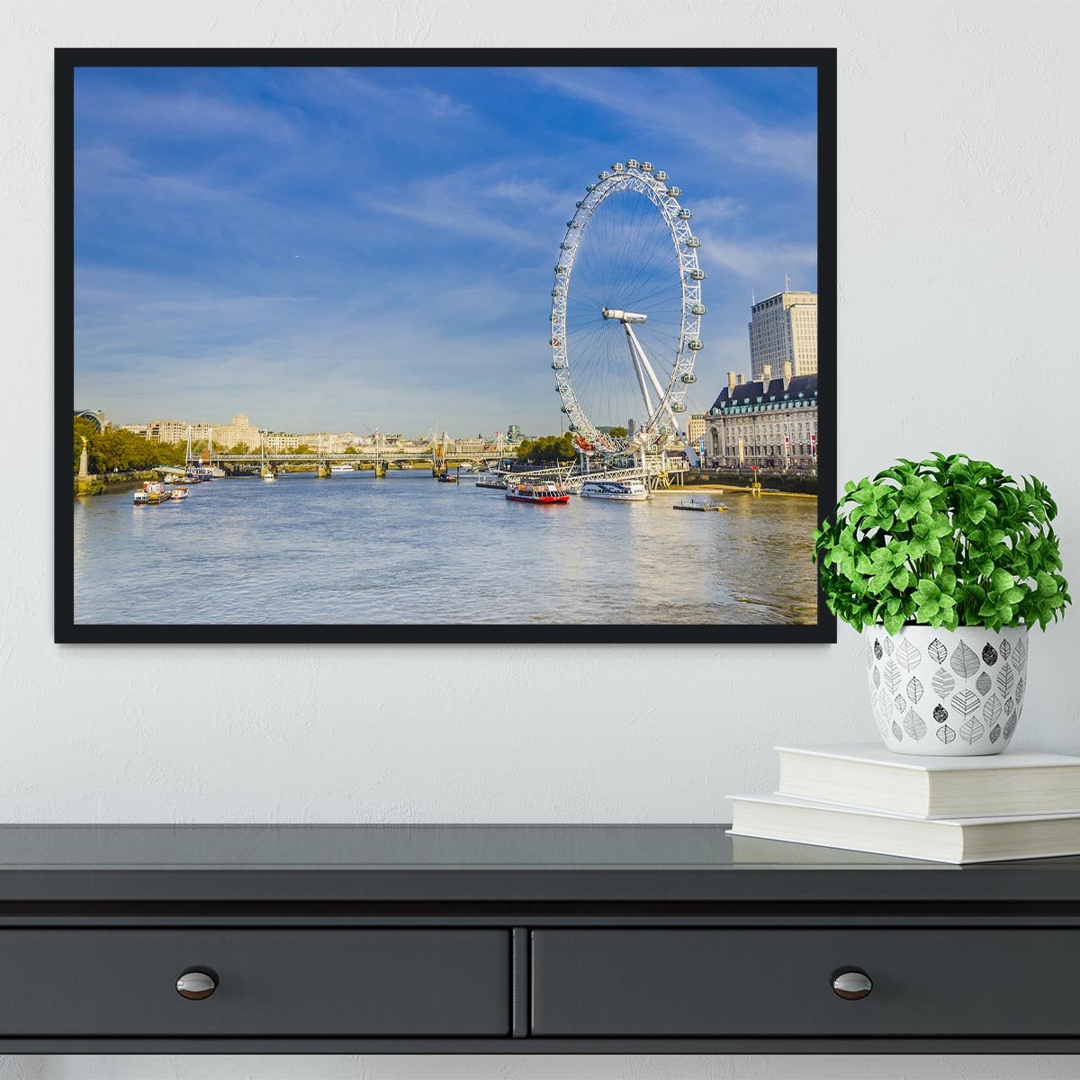 morning with London eye millennium wheel Framed Print - Canvas Art Rocks - 2