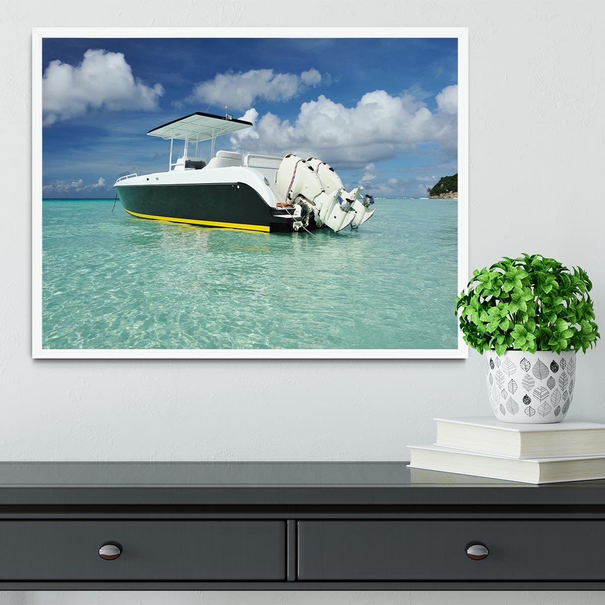 motor boat at Boracay island Framed Print - Canvas Art Rocks -6