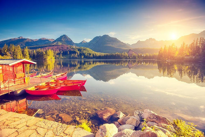 mountain lake in National Park Wall Mural Wallpaper