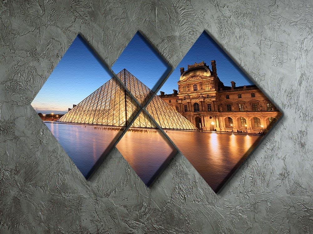 night scene of the Louvre Museum 4 Square Multi Panel Canvas  - Canvas Art Rocks - 2