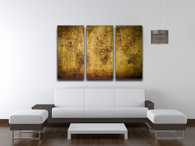 old map 3 Split Panel Canvas Print - Canvas Art Rocks - 3