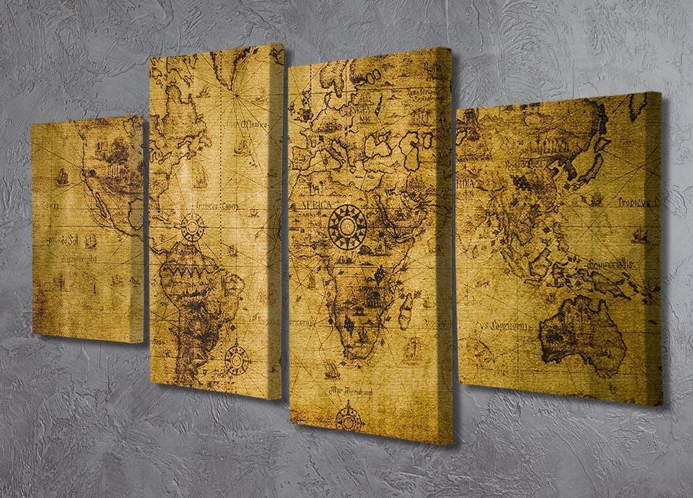 old map 4 Split Panel Canvas  - Canvas Art Rocks - 2