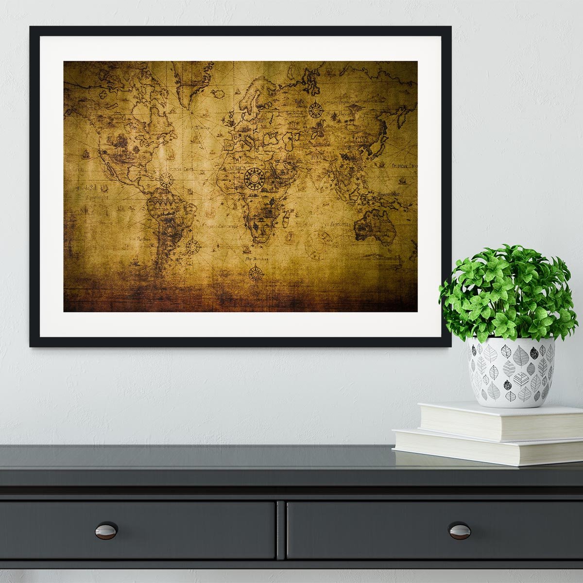 old map Framed Print - Canvas Art Rocks - 1