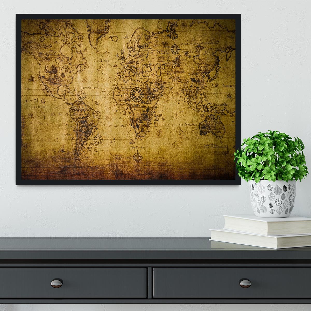 old map Framed Print - Canvas Art Rocks - 2