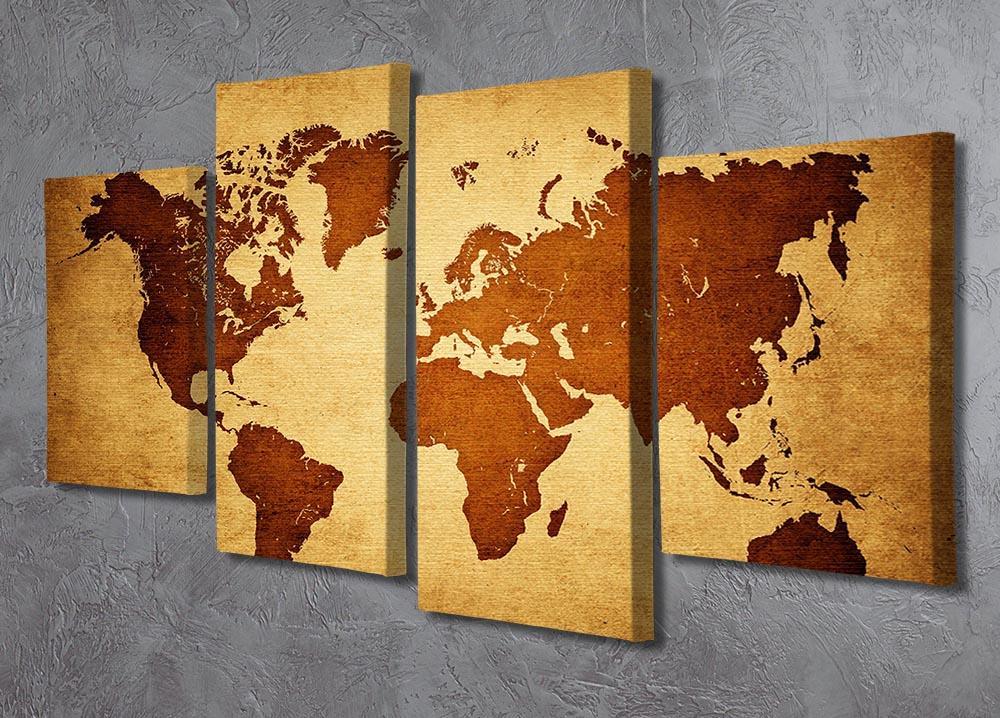 old map of the world 4 Split Panel Canvas  - Canvas Art Rocks - 2