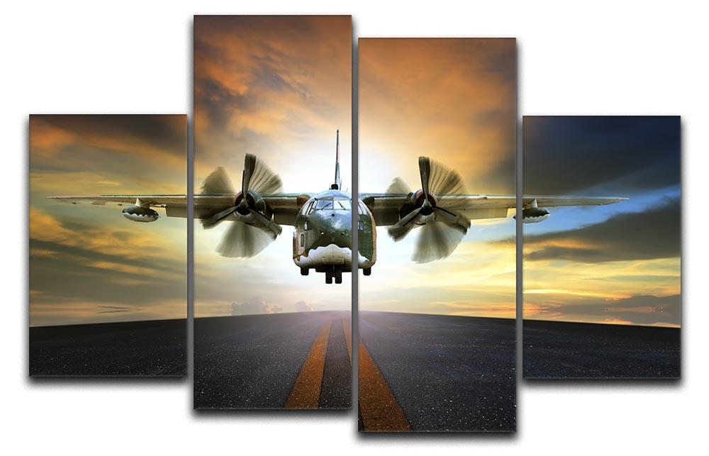 old military container plane 4 Split Panel Canvas  - Canvas Art Rocks - 1