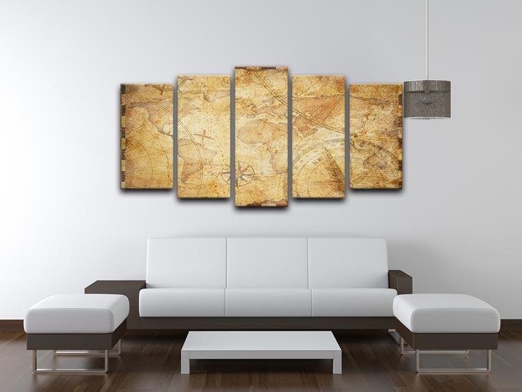 old nautical treasure map illustration 5 Split Panel Canvas  - Canvas Art Rocks - 3