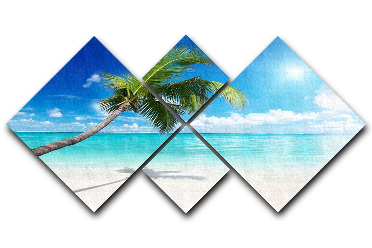 palm and beach 4 Square Multi Panel Canvas - Canvas Art Rocks - 1