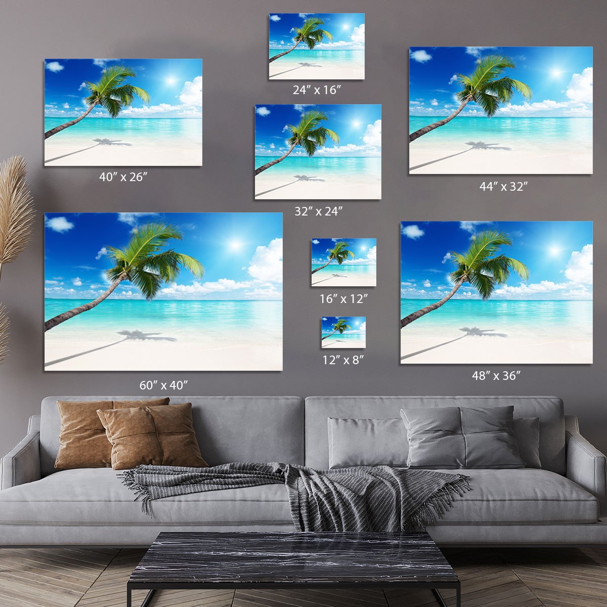 palm and beach Canvas Print or Poster