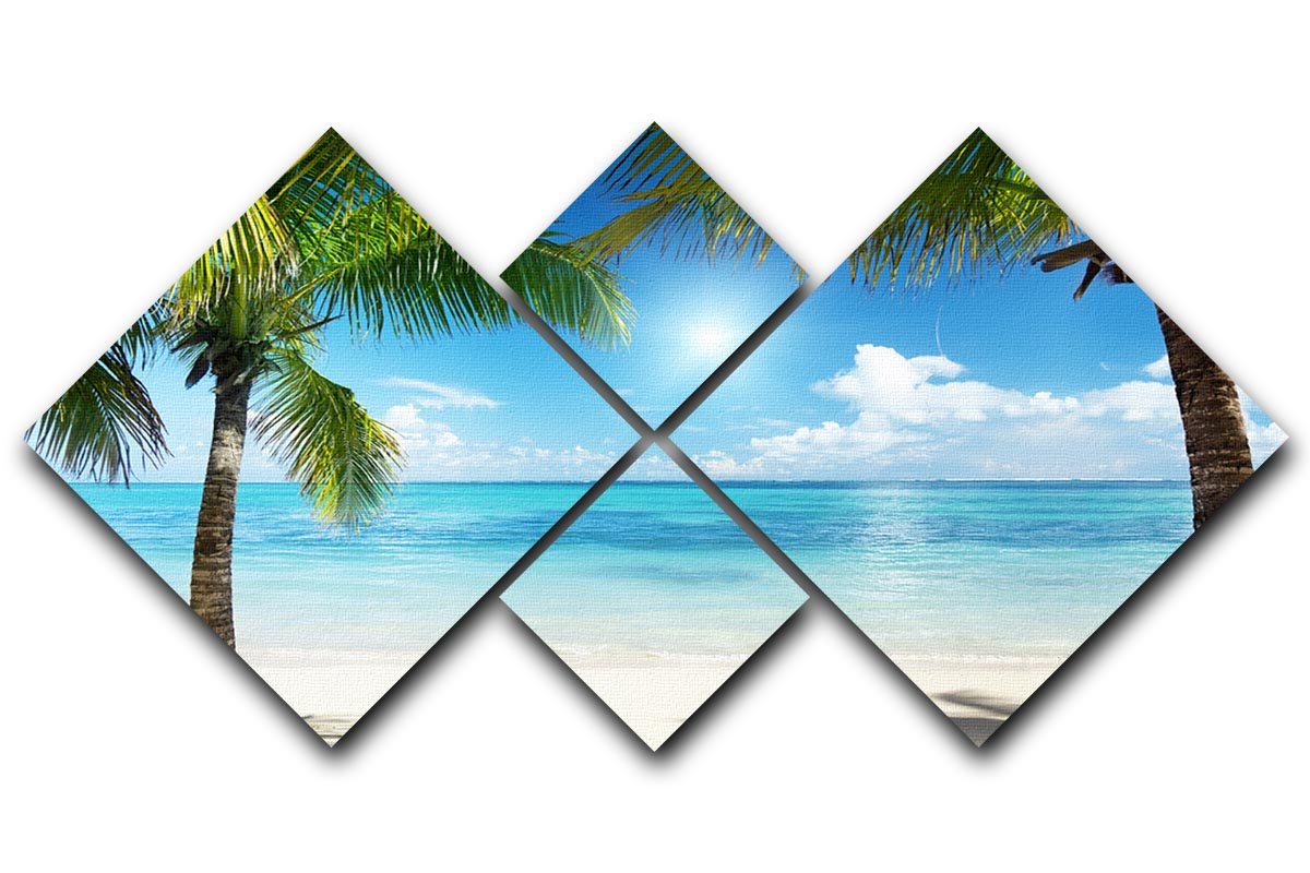 palms and beach 4 Square Multi Panel Canvas - Canvas Art Rocks - 1
