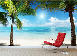 palms and beach Wall Mural Wallpaper - Canvas Art Rocks - 2