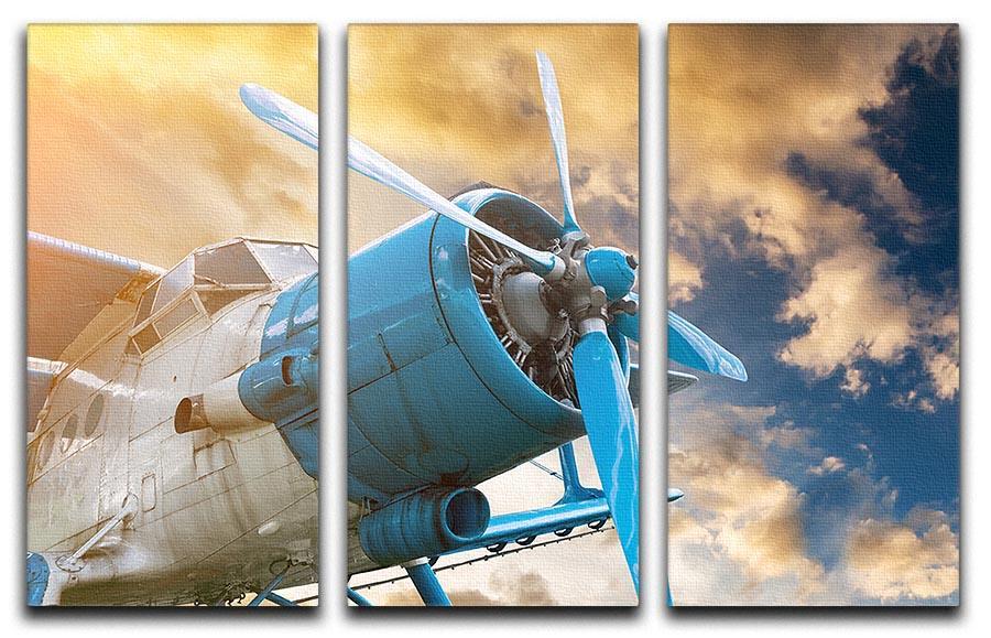 plane with propeller 3 Split Panel Canvas Print - Canvas Art Rocks - 1