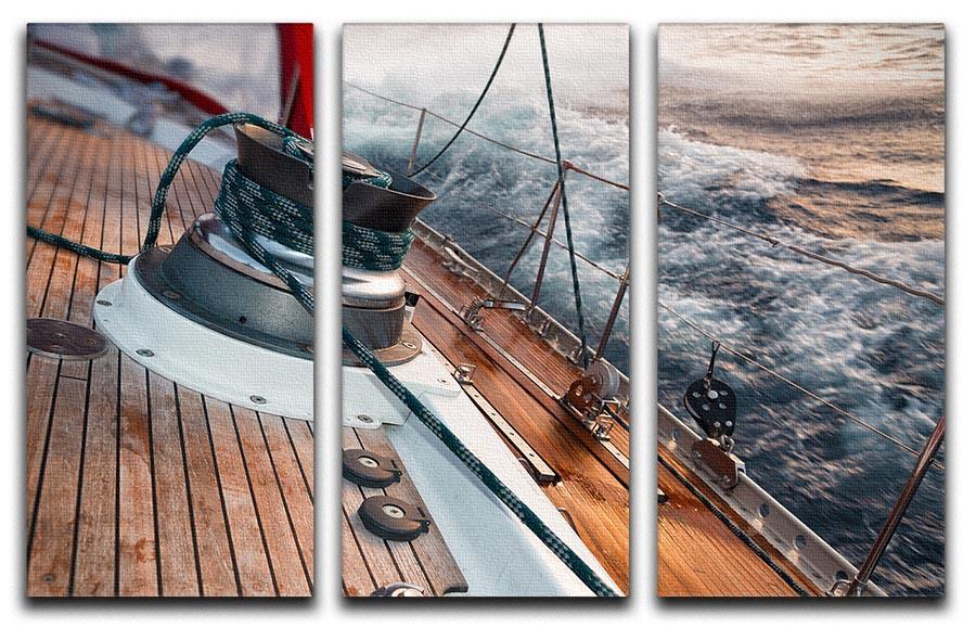 sail boat under the storm 3 Split Panel Canvas Print - Canvas Art Rocks - 1
