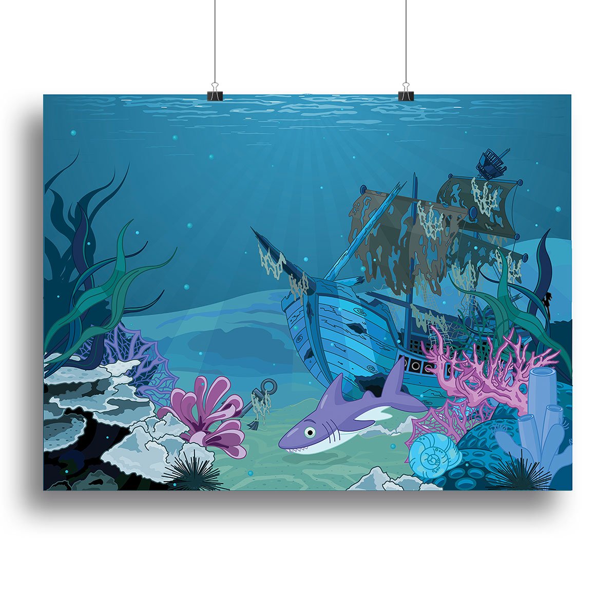 scene with old pirate ship Canvas Print or Poster
