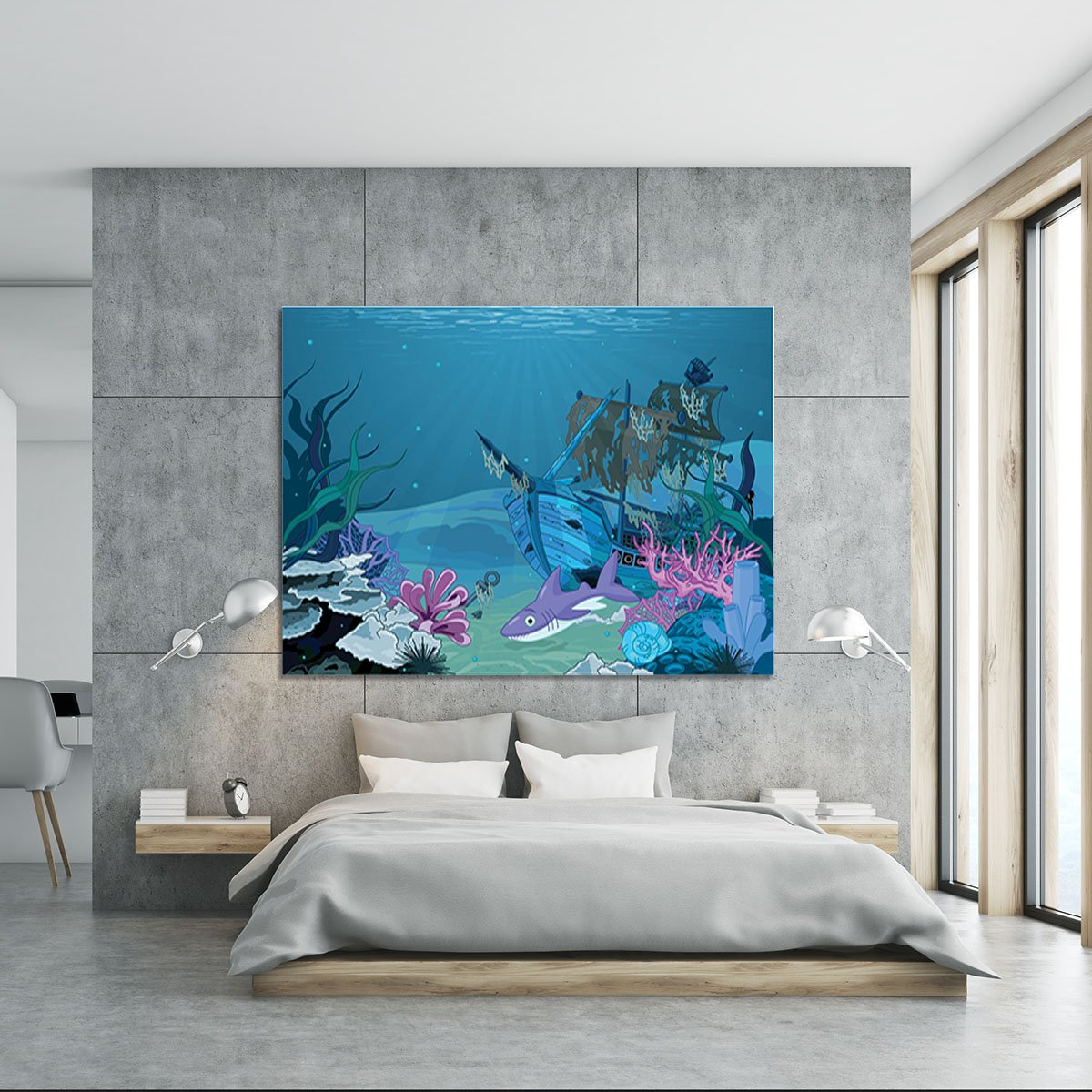 scene with old pirate ship Canvas Print or Poster