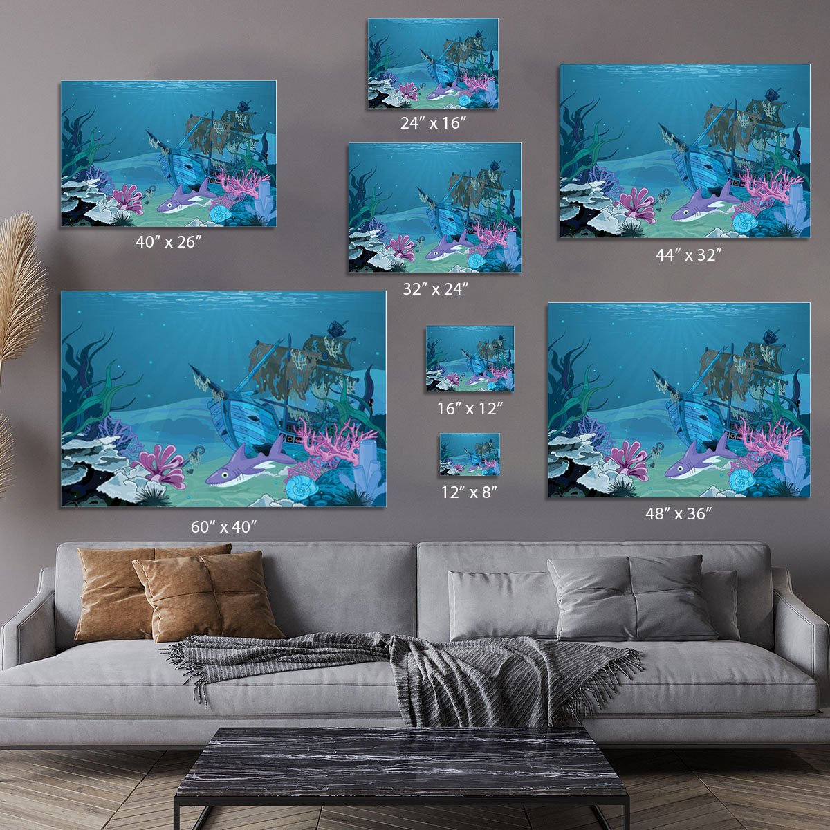 scene with old pirate ship Canvas Print or Poster