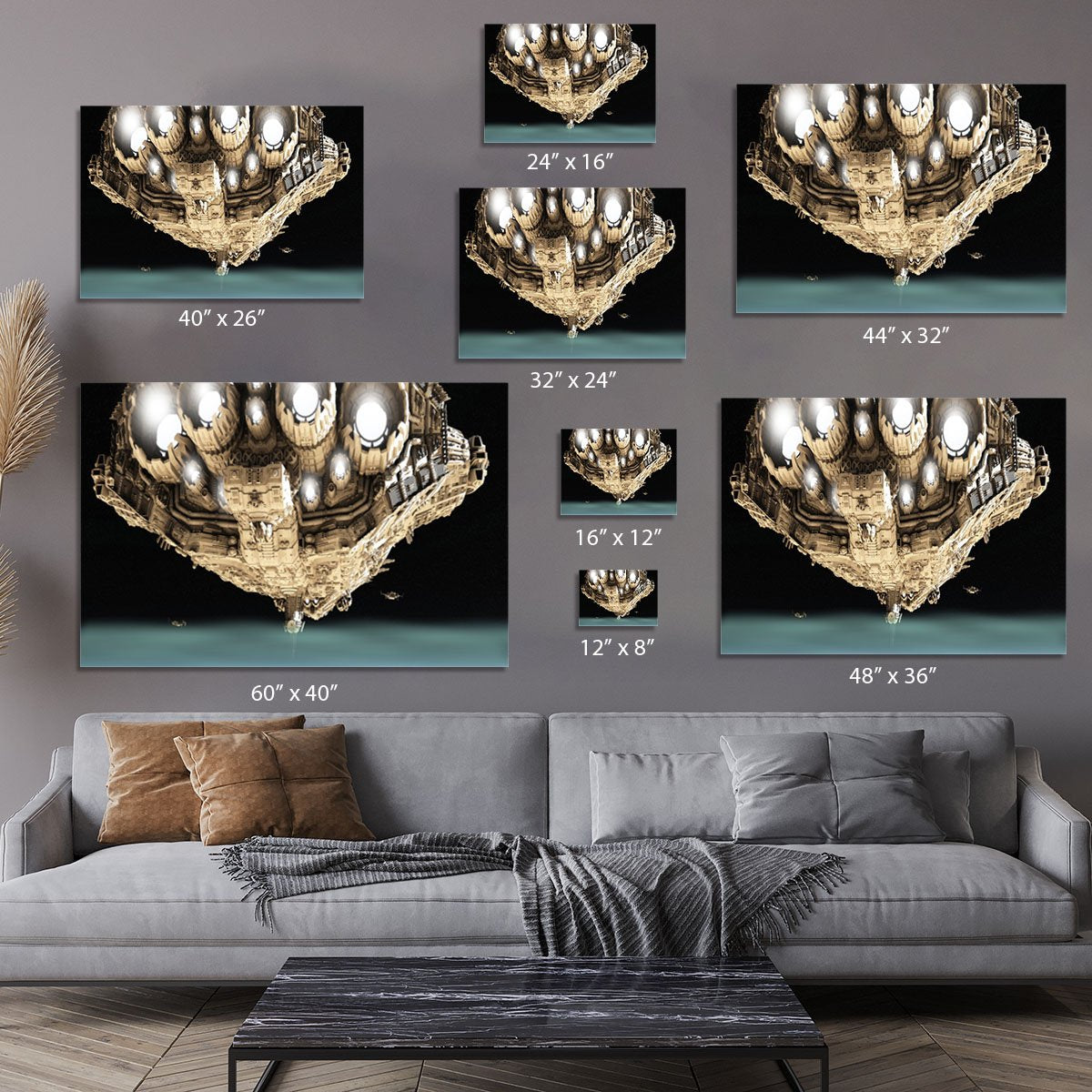 ships in low orbit over a planet Canvas Print or Poster