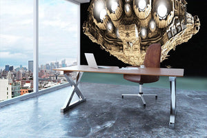 ships in low orbit over a planet Wall Mural Wallpaper - Canvas Art Rocks - 3