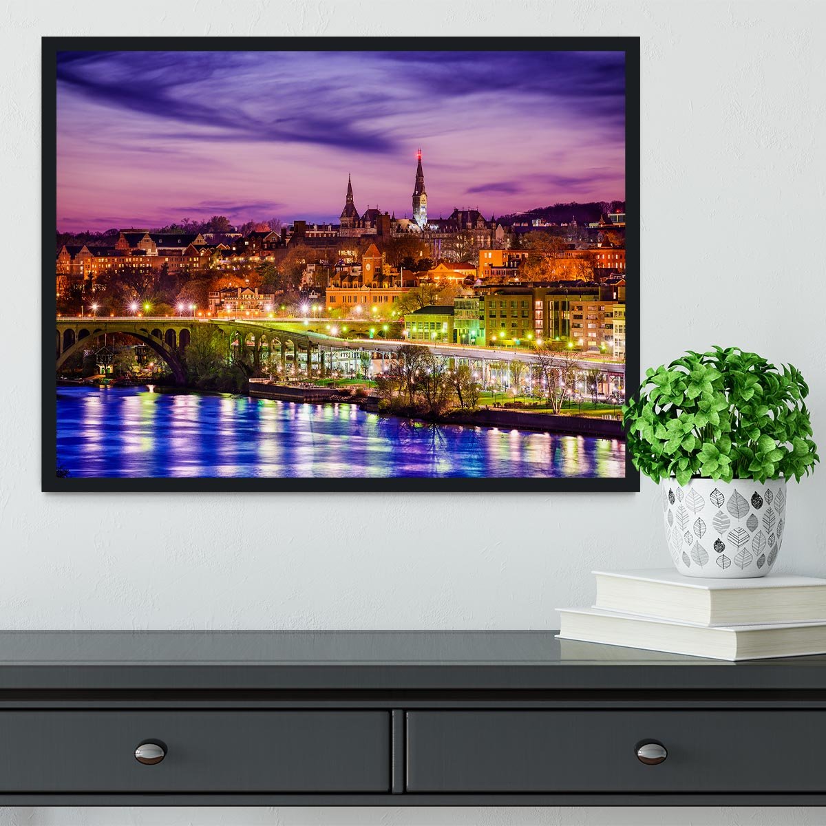 skyline on the Potomac River Framed Print - Canvas Art Rocks - 2