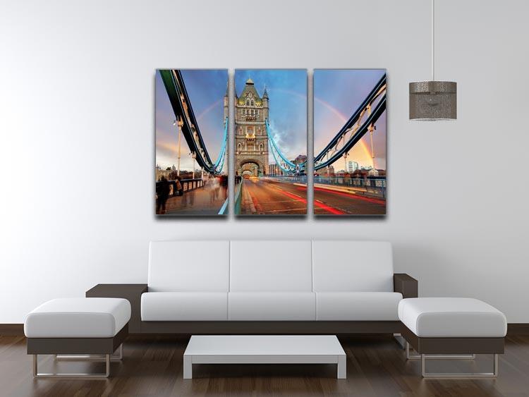 slow shutter speed Tower Bridge 3 Split Panel Canvas Print - Canvas Art Rocks - 3