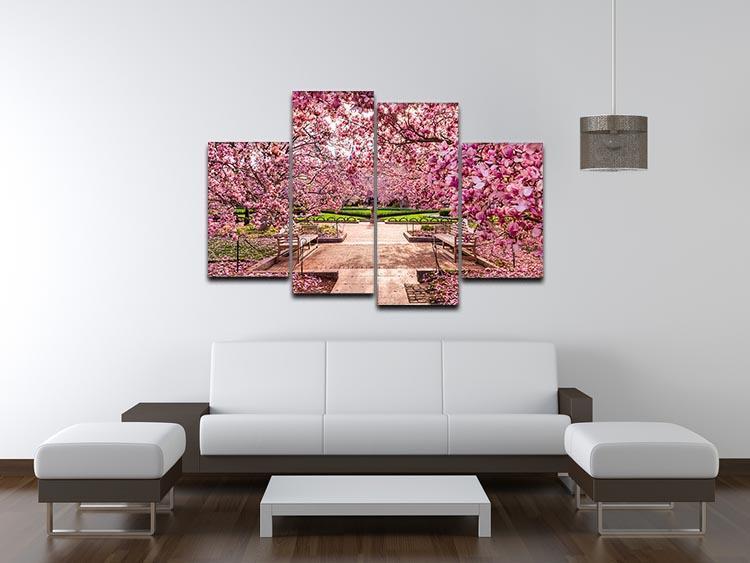spring foliage near the National Mall 4 Split Panel Canvas  - Canvas Art Rocks - 3