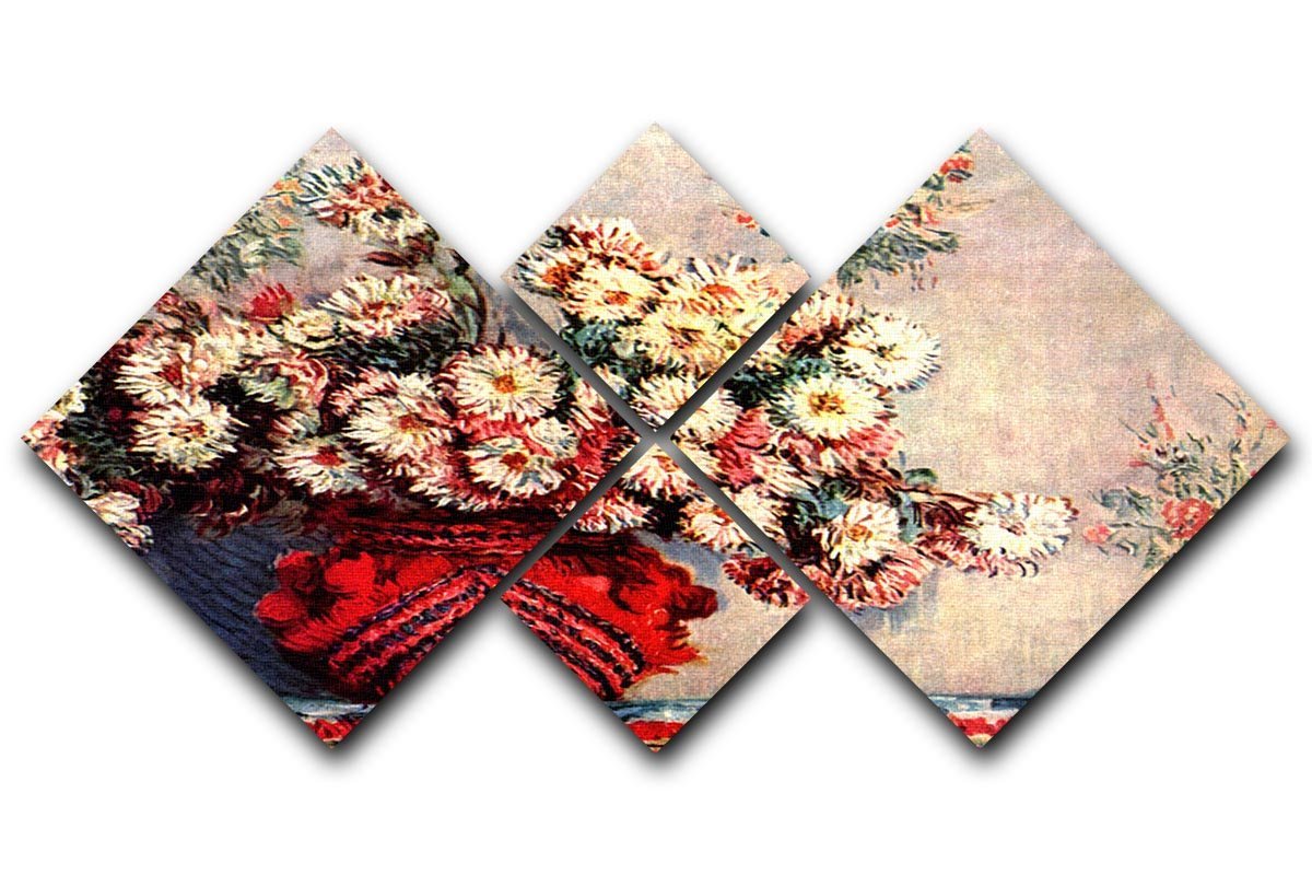 still life chrysanthemums 4 Square Multi Panel Canvas  - Canvas Art Rocks - 1