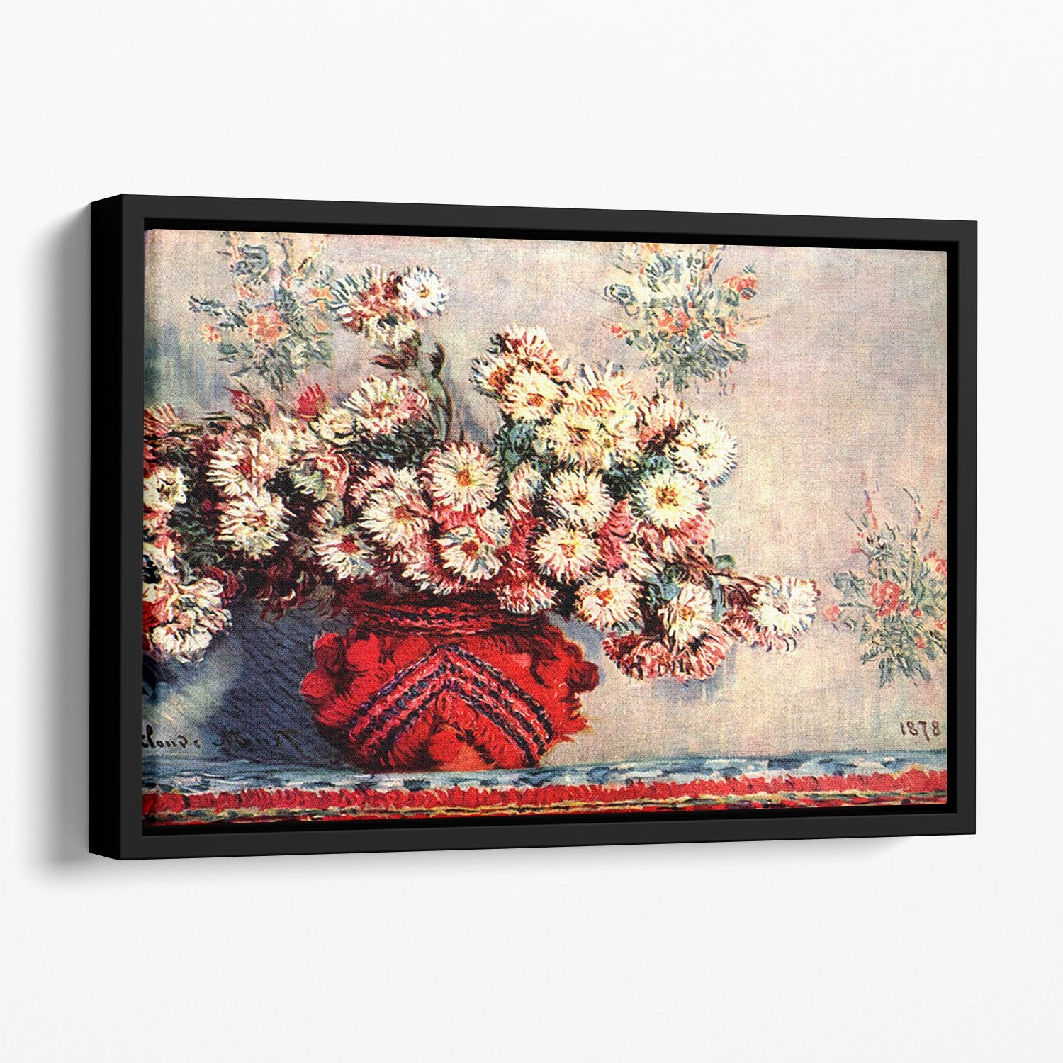 still life chrysanthemums Floating Framed Canvas