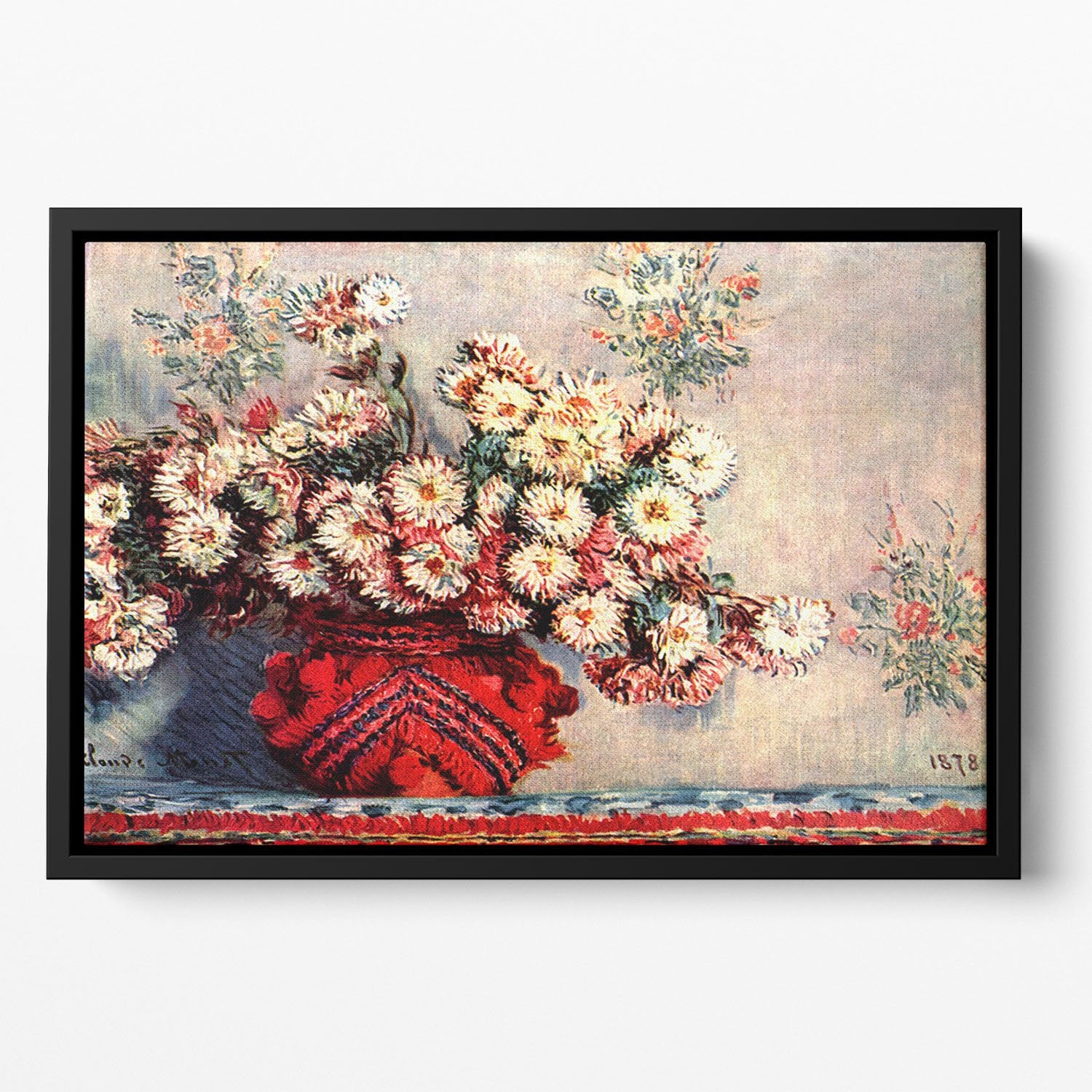 still life chrysanthemums Floating Framed Canvas