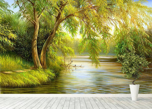 summer wood lake Wall Mural Wallpaper - Canvas Art Rocks - 4